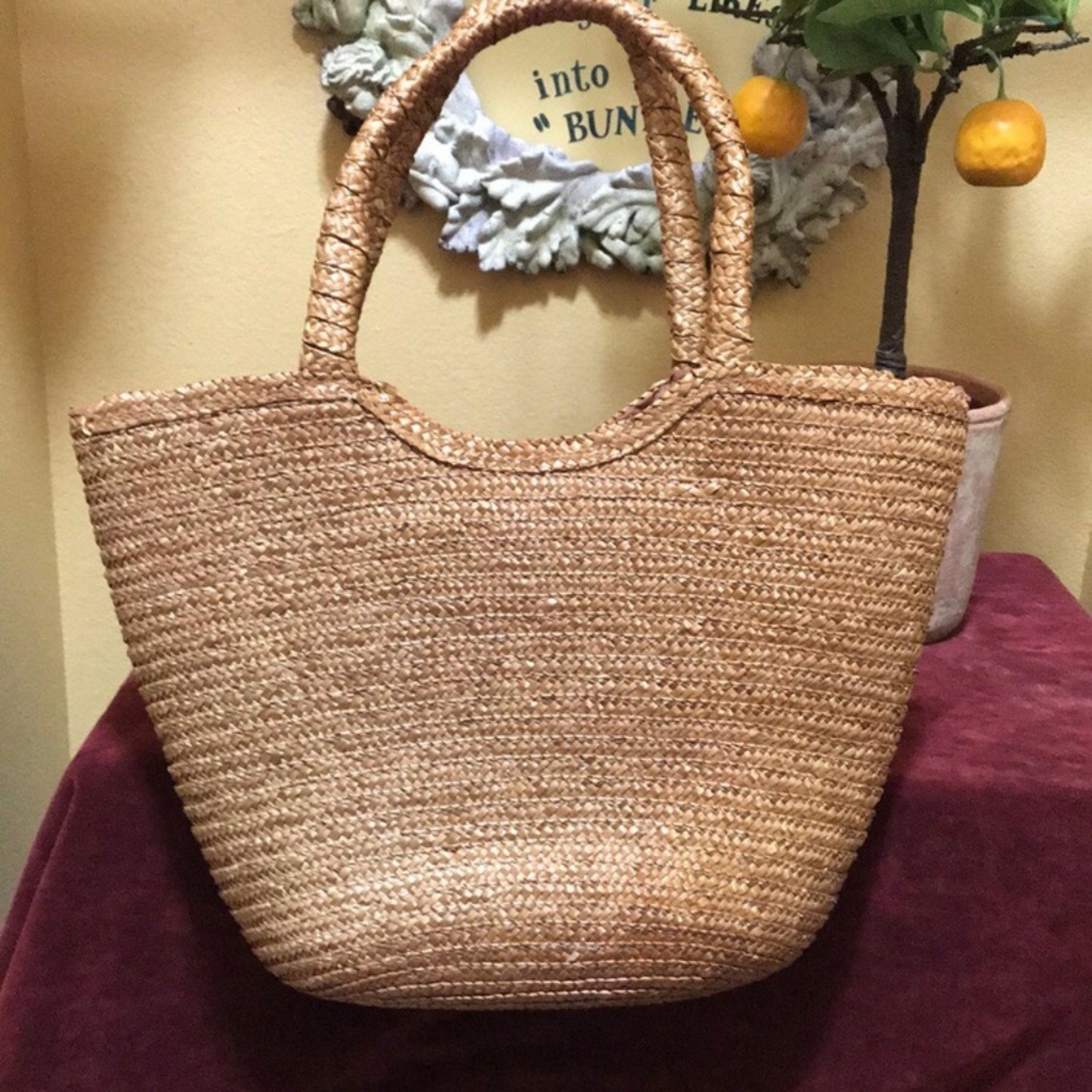 Top Handle, Woven Straw Tote Bag